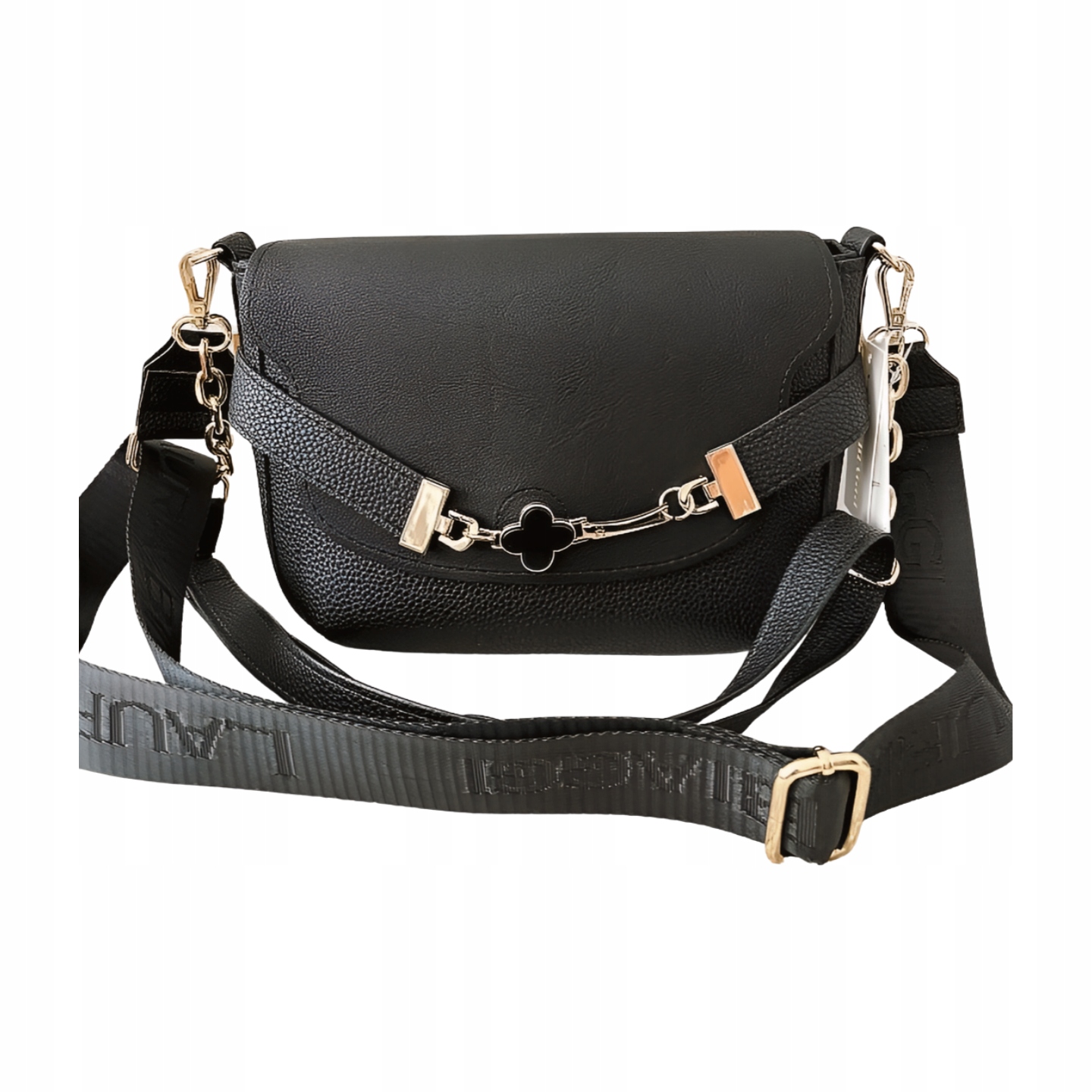 Laura Biaggi kabelka přes rameno černá s klopou