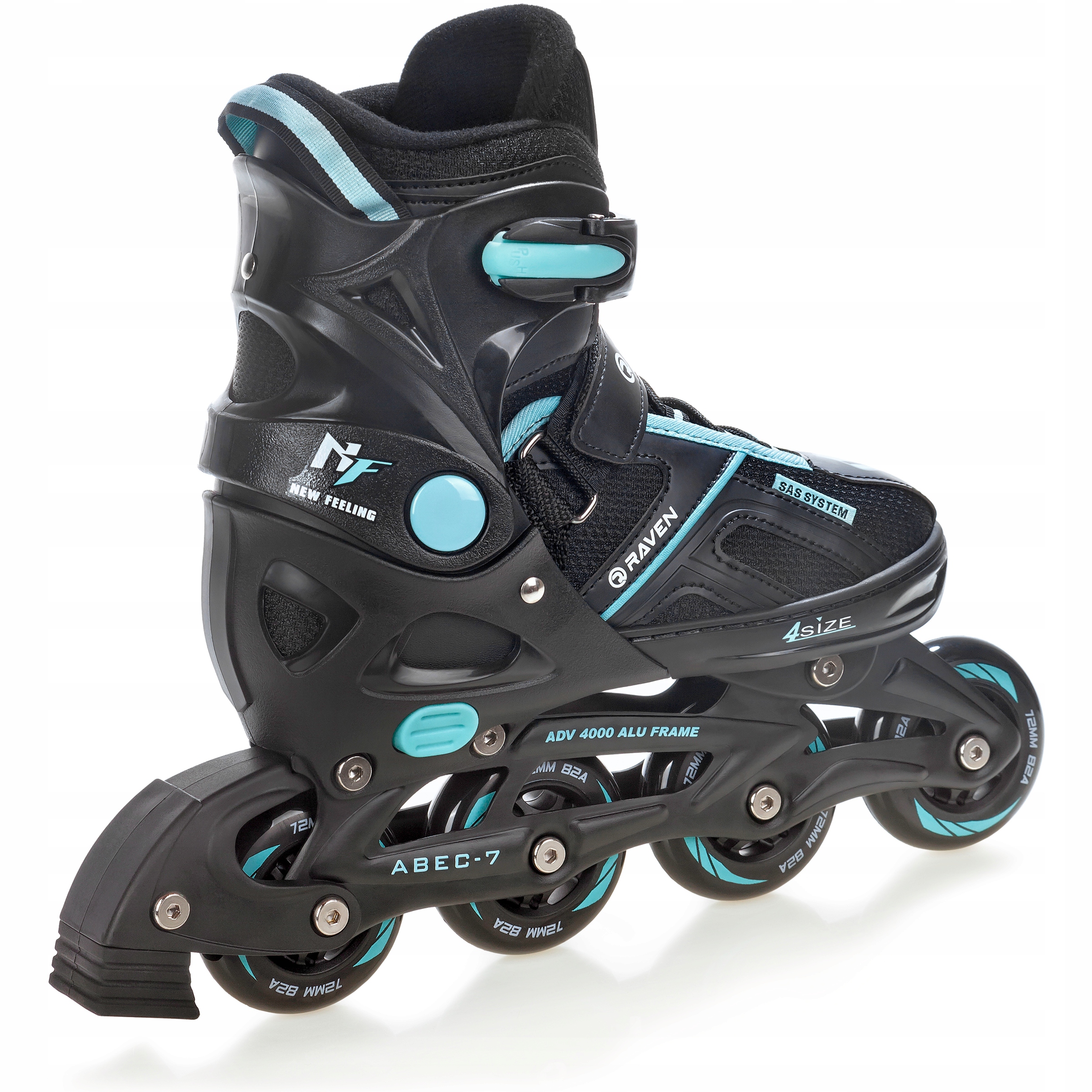 Rolki Łyżwy figurowe 2w1 Regulowane RAVEN Pulse Black/Cyan 33-36 Kod producenta 011249