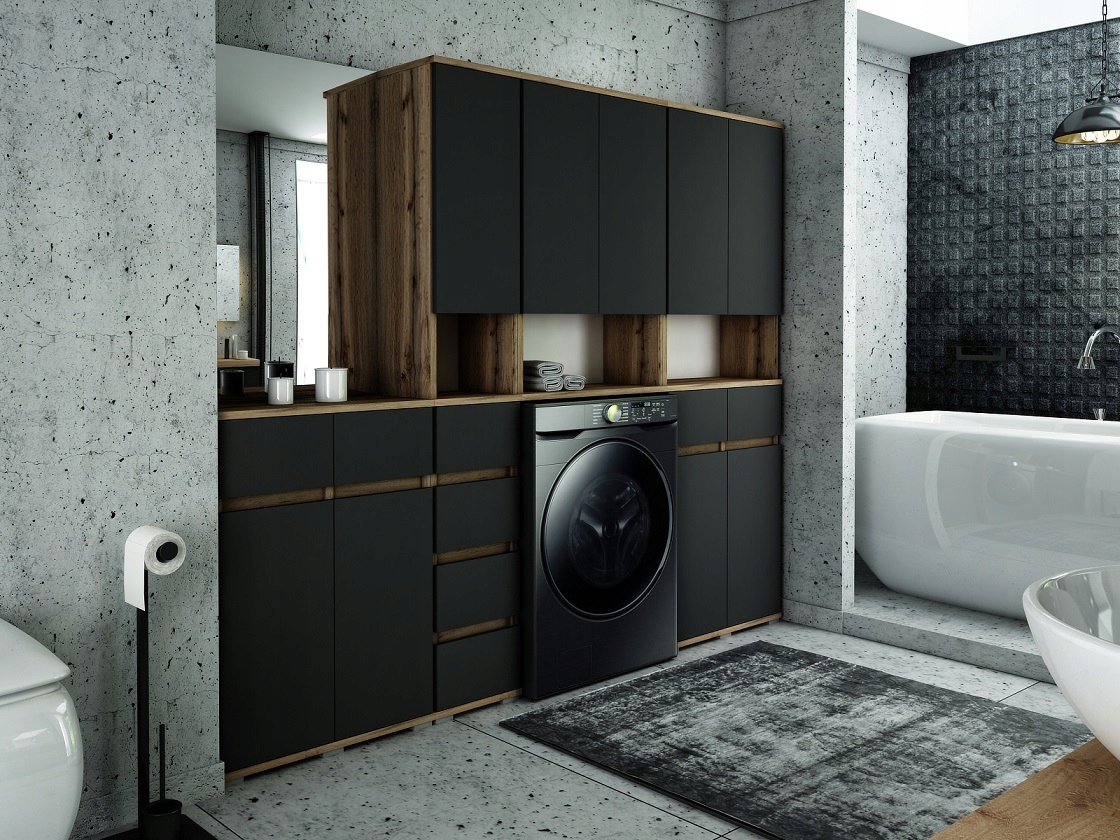 088-068 Szafka Łazienkowa 32/195 + KOSZ - WOTAN / BETON Materiał płyta laminowana