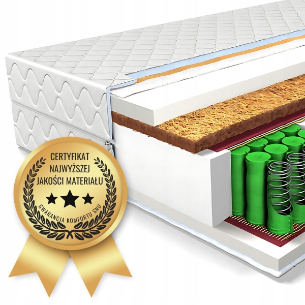 MATERAC DO SPANIA 180x200 KOKOS SPRĘŻYNOWY KIESZENIOWY 7 STREF 18cm