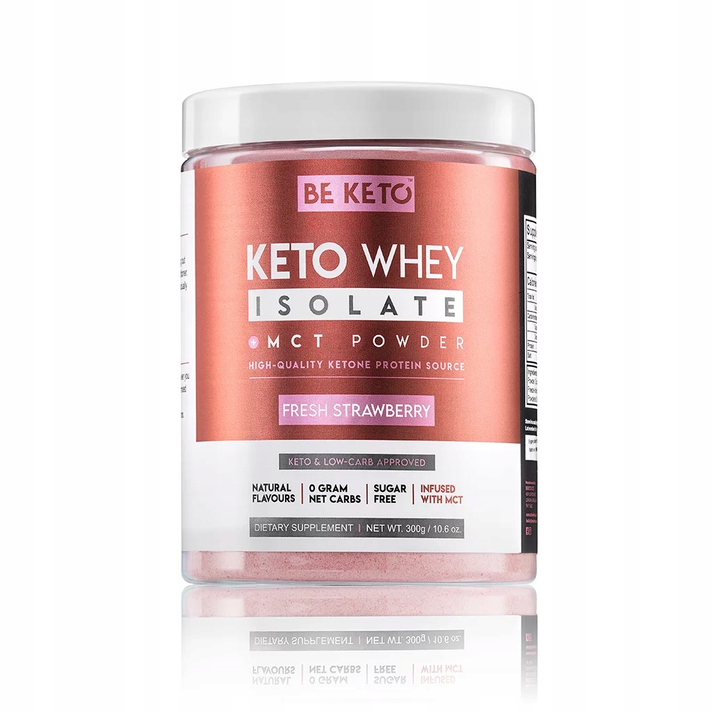 Čerstvá jahoda – proteinový izolát s Mct olejem – 300 g – BeKeto