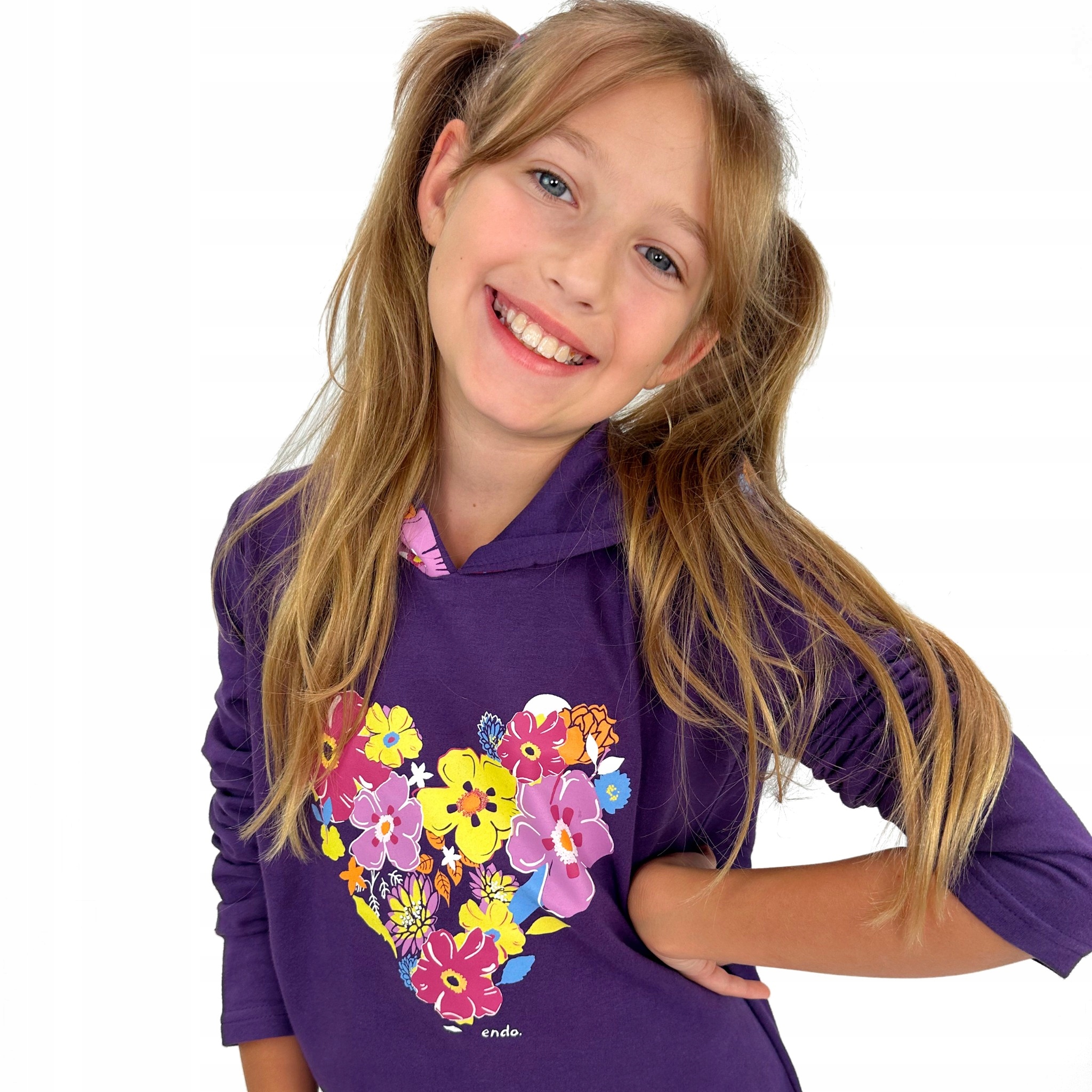 Sukienka Tunika z długim rękawem bawełniana 140 dziewczęca kwiaty Endo Marka Endo