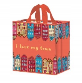 TORBA NA ZAKUPY WIELOKROTNEGO UŻYTKU 24L MIASTO POMARAŃCZOWA FRASPO