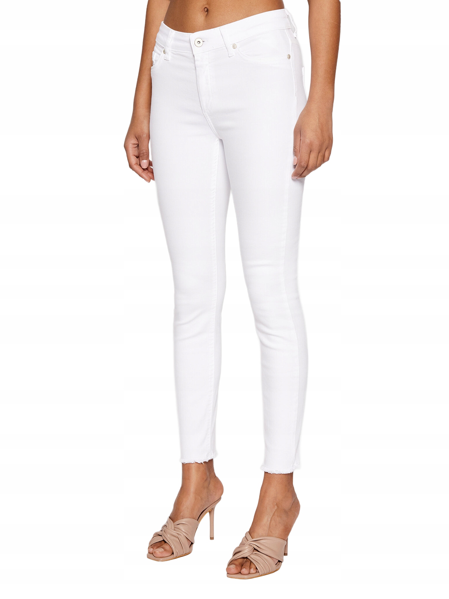 Only Bílé Úzké Nohavice Džíny S Třásněmi Ve Spodní Části Nohavice M/30 6BA