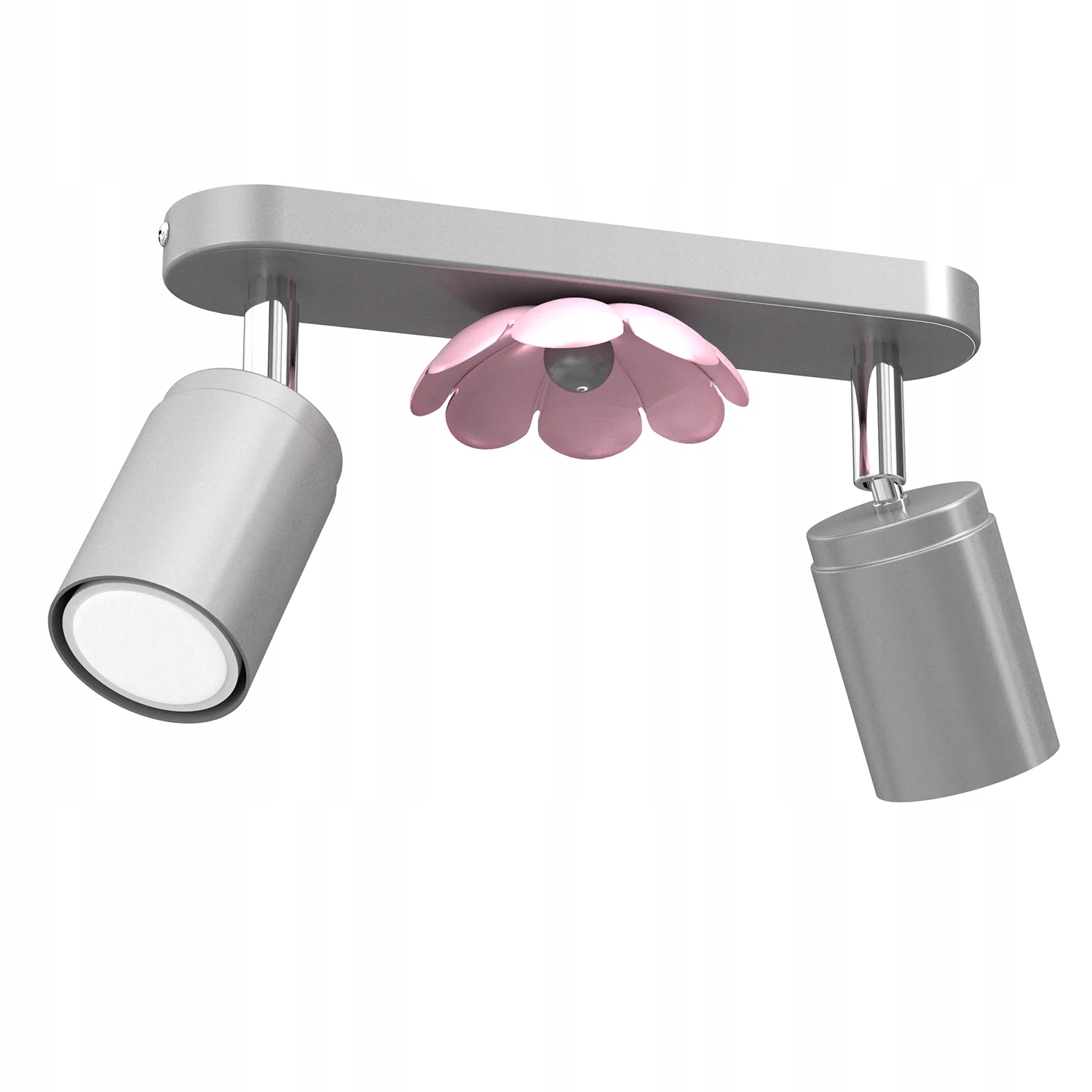 Stropní svítidlo pro děti s dvojitými reflektory, stříbrná, růžová květina Luminex