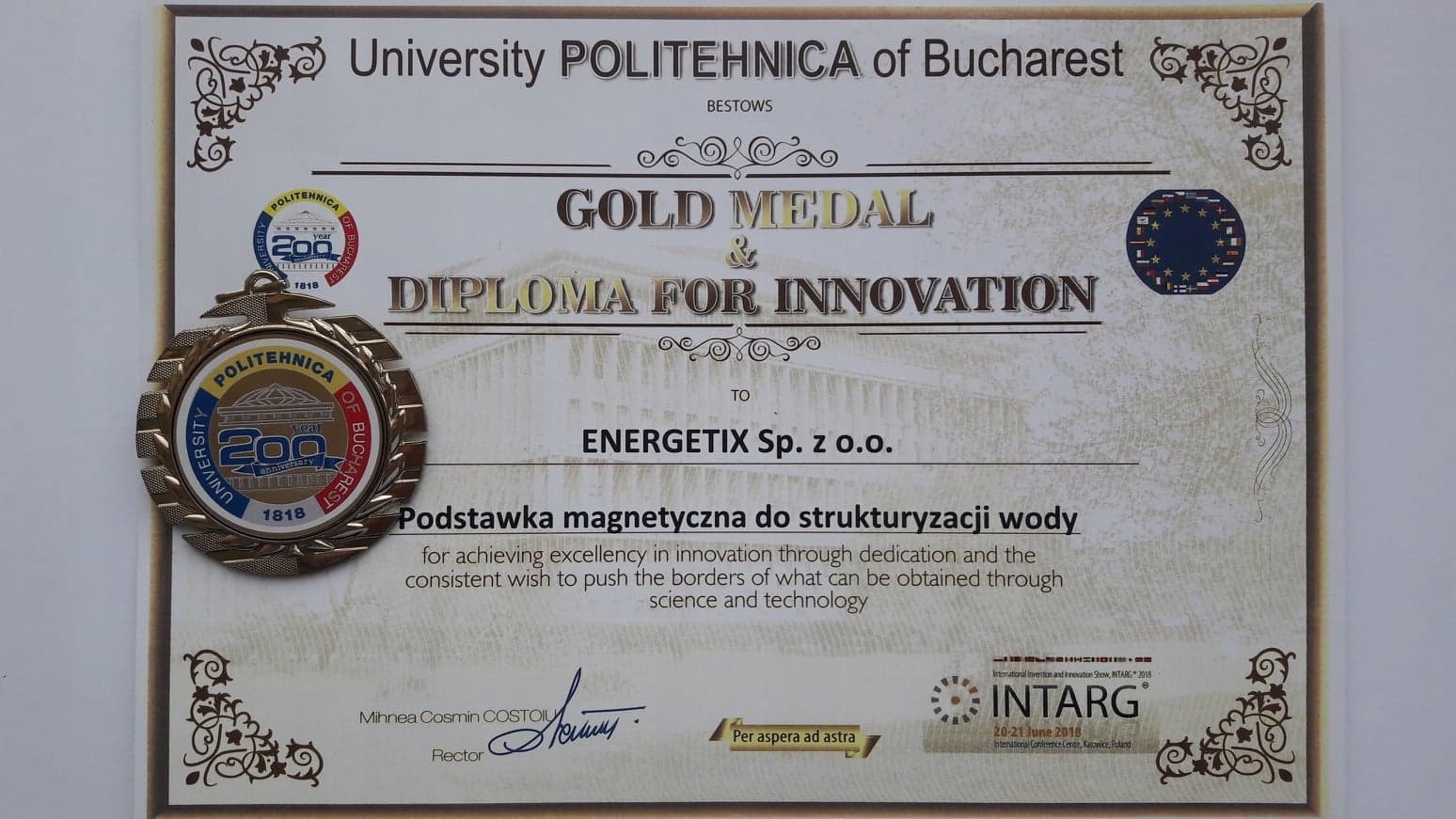 STRUKTURYZATOR WODY PODSTAWKA MAGNETYCZNA ENERGETIX ŻYWA WODA KWIAT ŻYCIA Kolor dominujący srebrny/szary