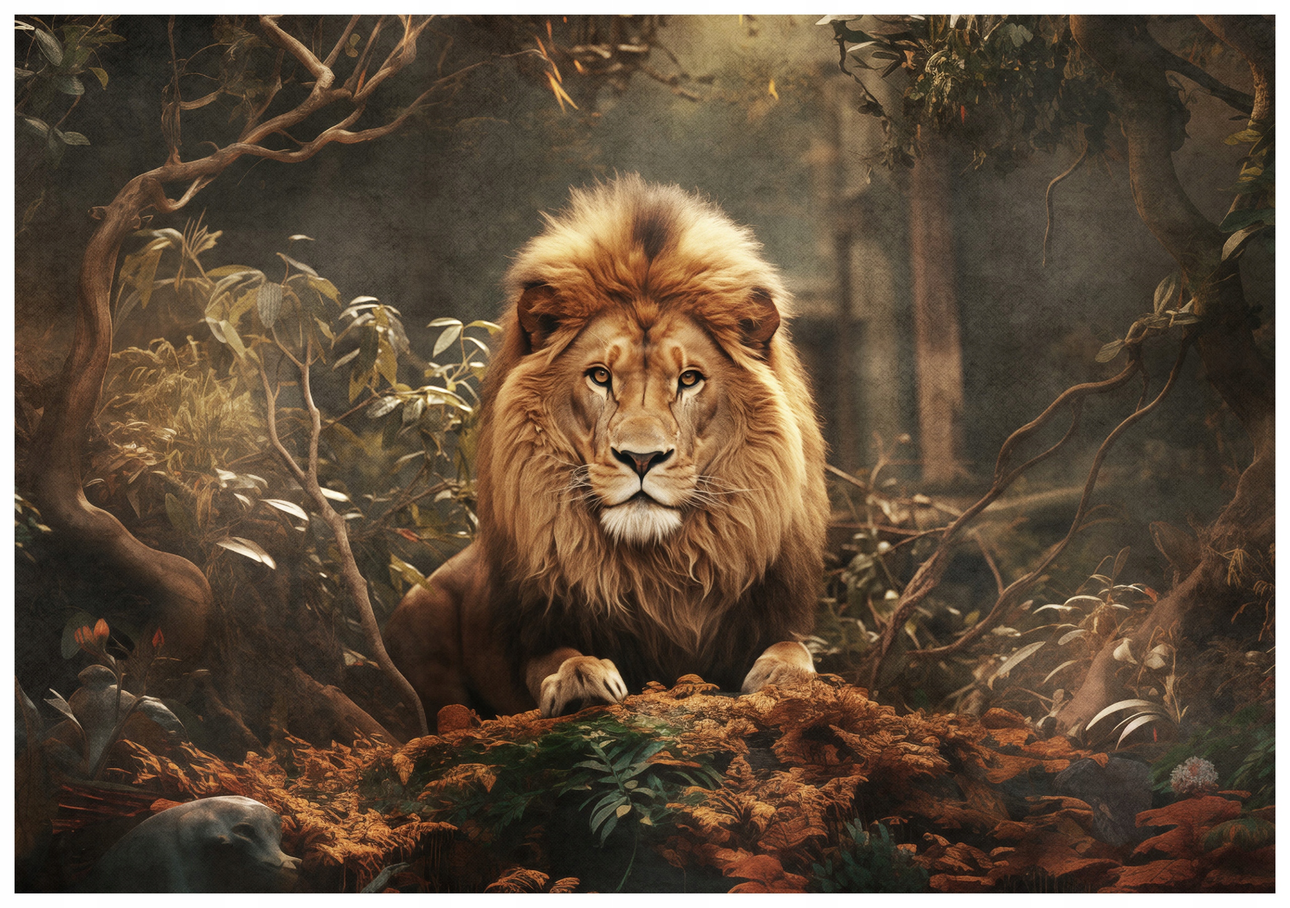 Vliesová fototapeta Lev v savaně v džungli 312x219 lepidlo