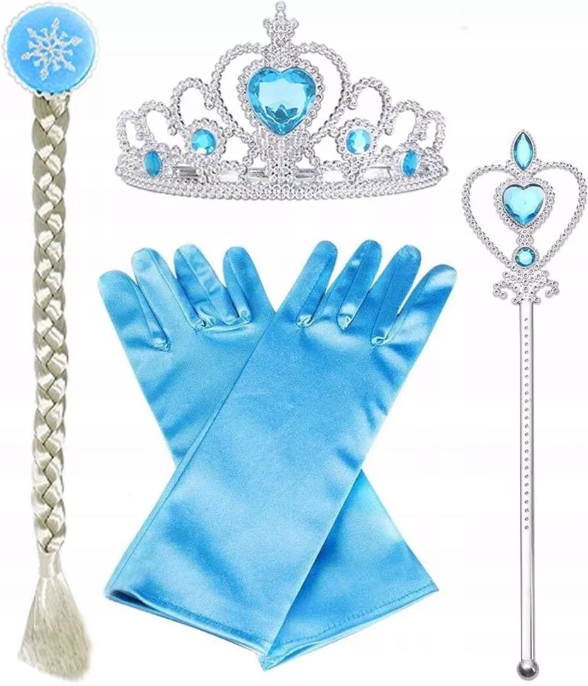 ZESTAW KORONA BERŁO RĘKAWICZKI WARKOCZ ELSA 4el Rozmiar uniwersalny