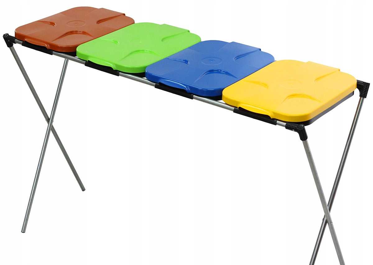 Levně Stojan na třídění odpadu 4-polohový, modrý, zelený, hnědý, žlutý