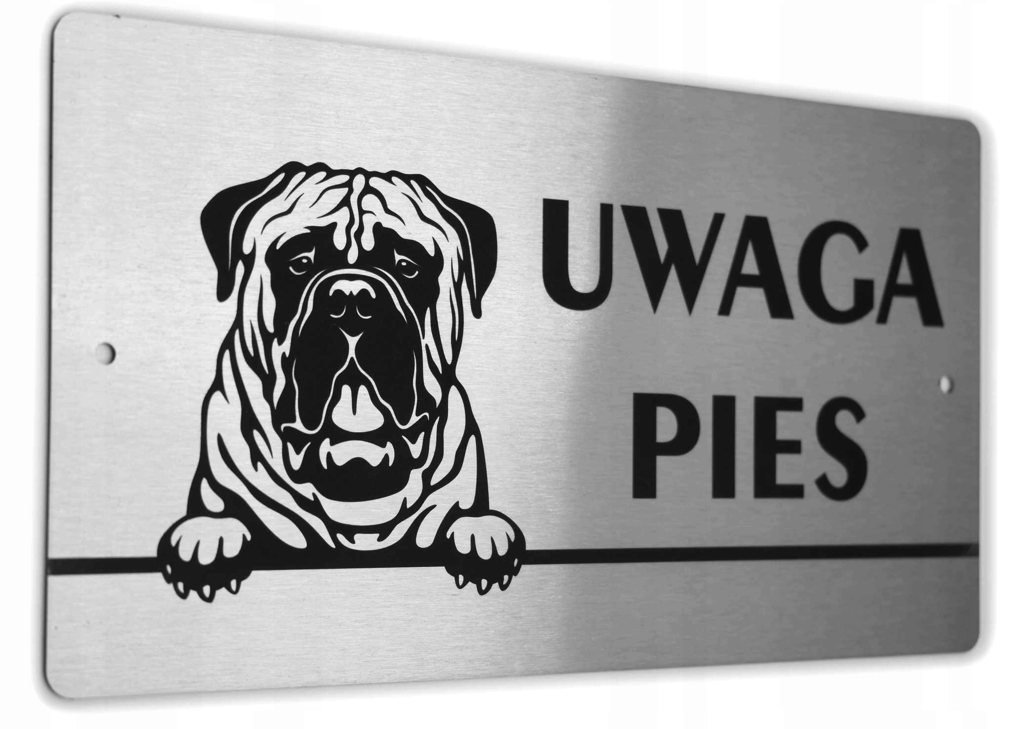 Tabliczka INOX - UWAGA PIES - Bulmastif