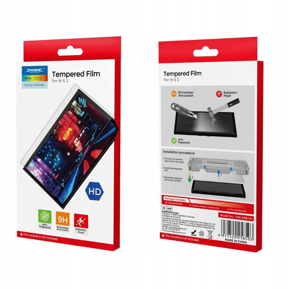Szkło ochronne Dobe 9H HD do Nintendo Switch 2 2 szt.