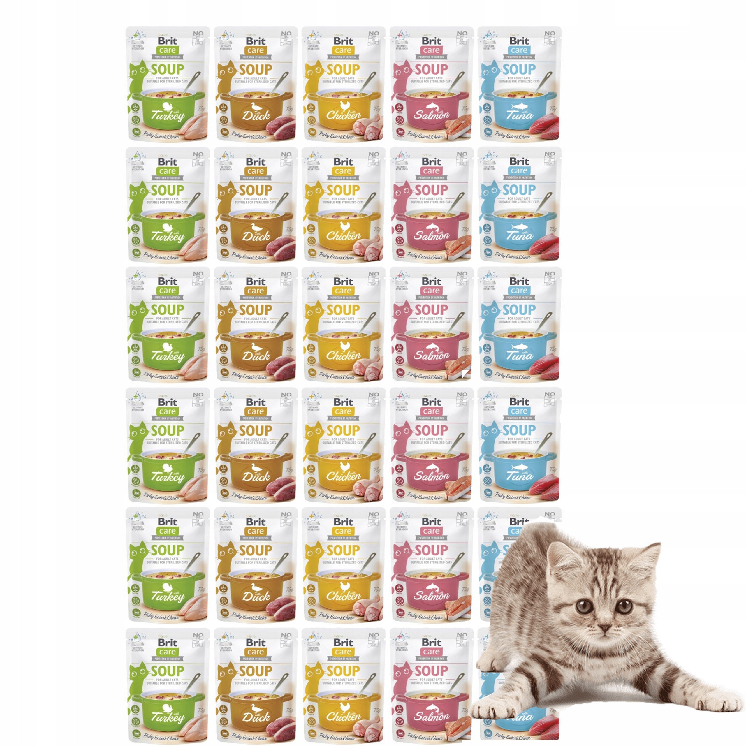 Brit Care Soup polévka pro kočky mix chutí krmivo 30x75g