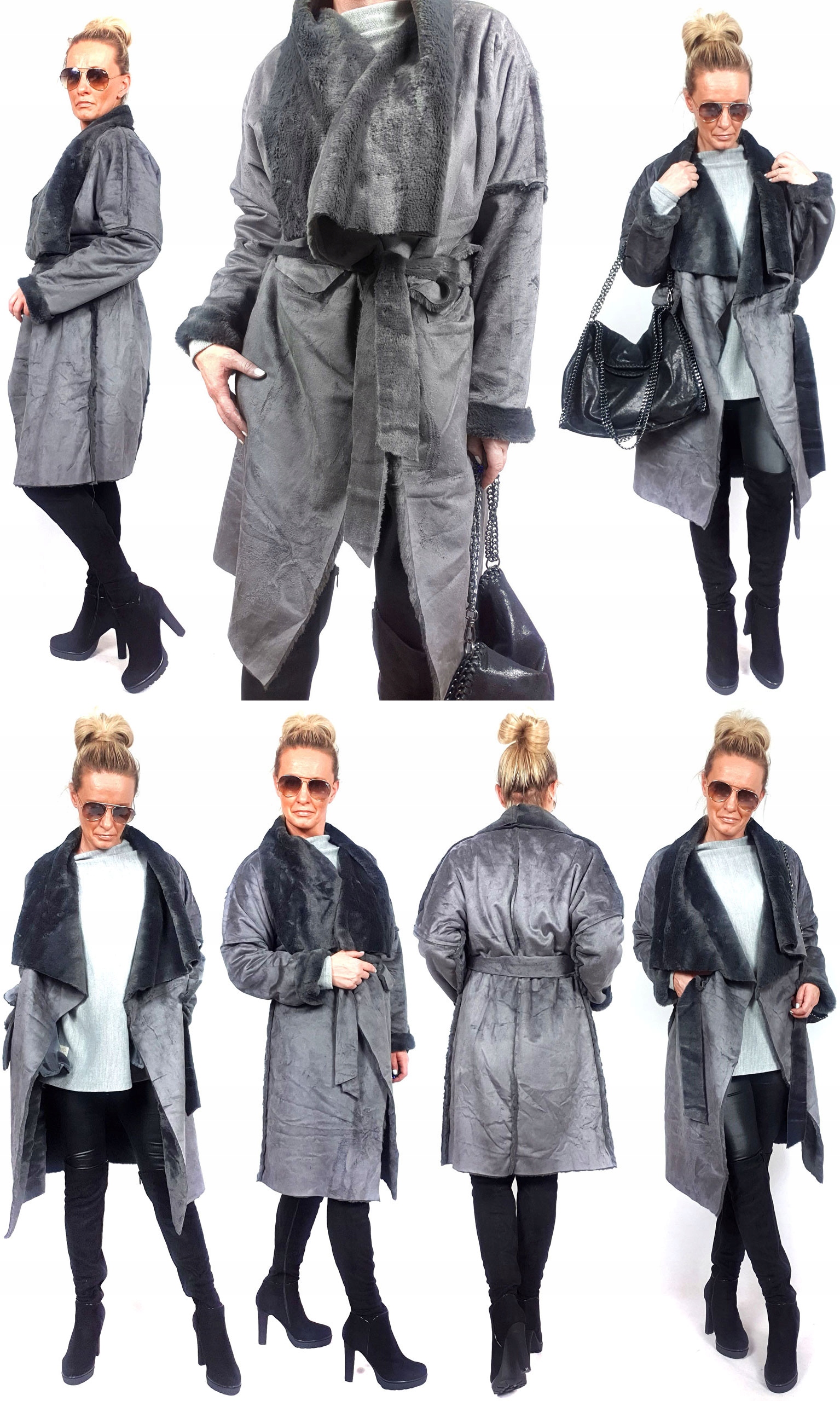 PŁASZCZYK FUTERKO EKO KOŻUCH ZIMOWY FUTRO LUXURY