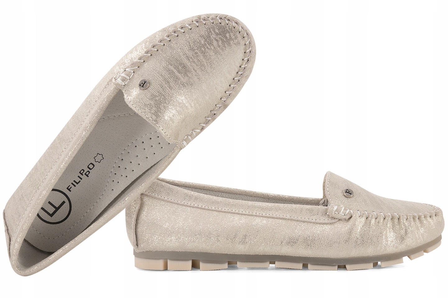 Filippo DP2037 Dámské Polobotky Mokasíny Kůže zlaté