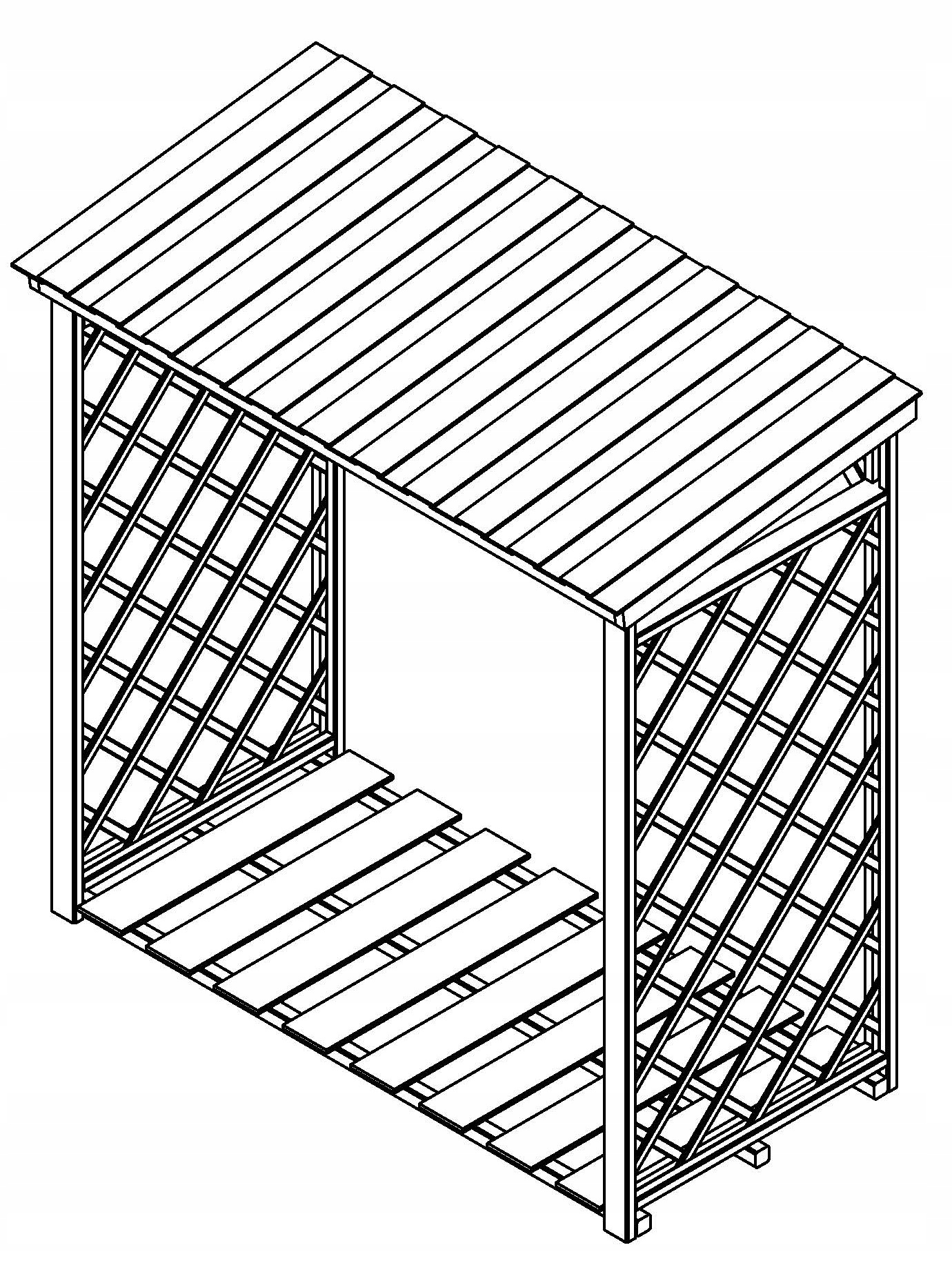 Drewutnia z kratka magazynek na drewno 180x89x180