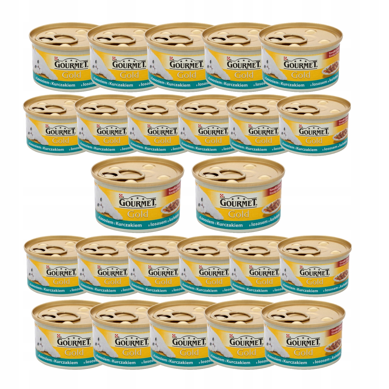 Levně Mokré krmivo pro kočky s lososem a kuřecím masem Gourmet Gold 24x85 g