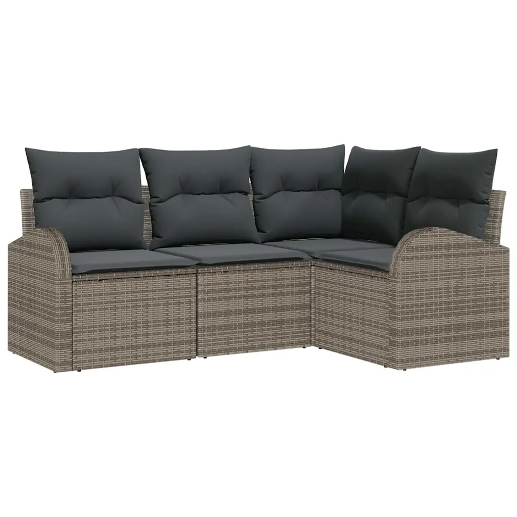 4-dílná sada zahradní pohovky Rattan, šedá, 50 cm Hloubka