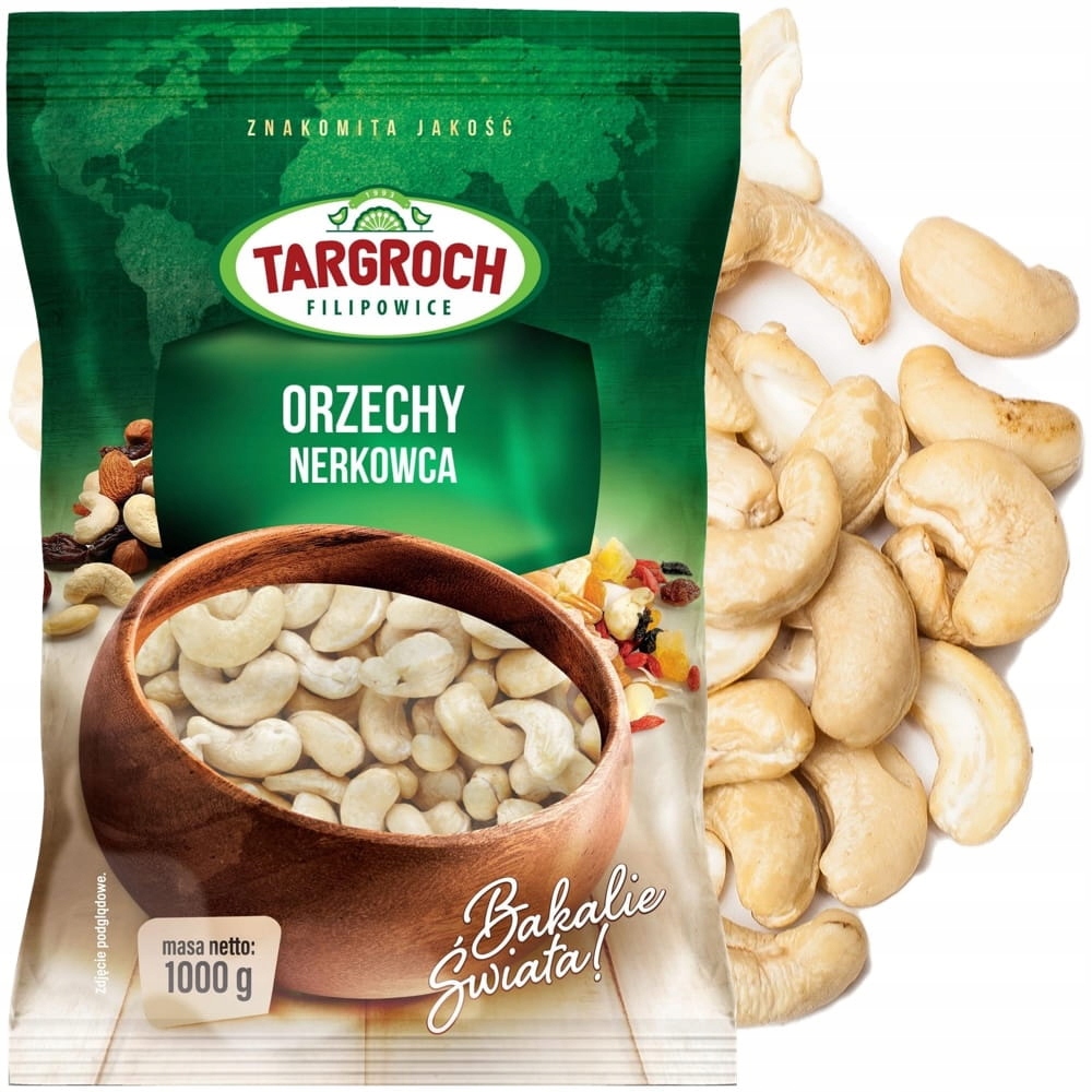 Levně Zdravé Kešu Ořechy Celé Kešu ořechy Whole Cashew Nuts 1000 g 1 kg Targroch