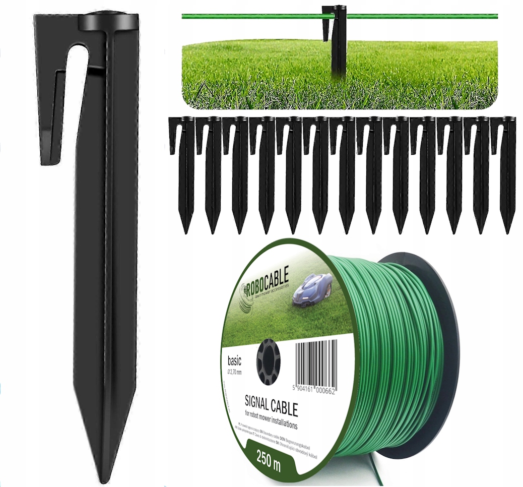 Kabel pro omezení robotické sekačky Sada 250 m Špendlíky Robocable