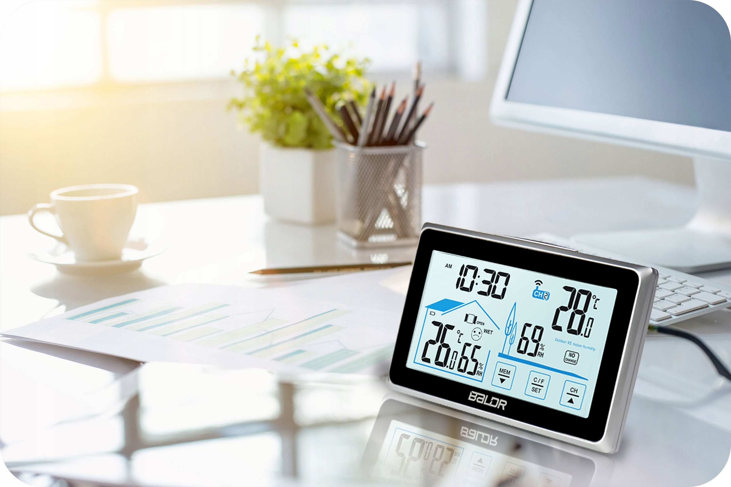 BEZPRZEWODOWA STACJA POGODOWA POGODY HIGROMETR + CZUJNIK Kod producenta 391000