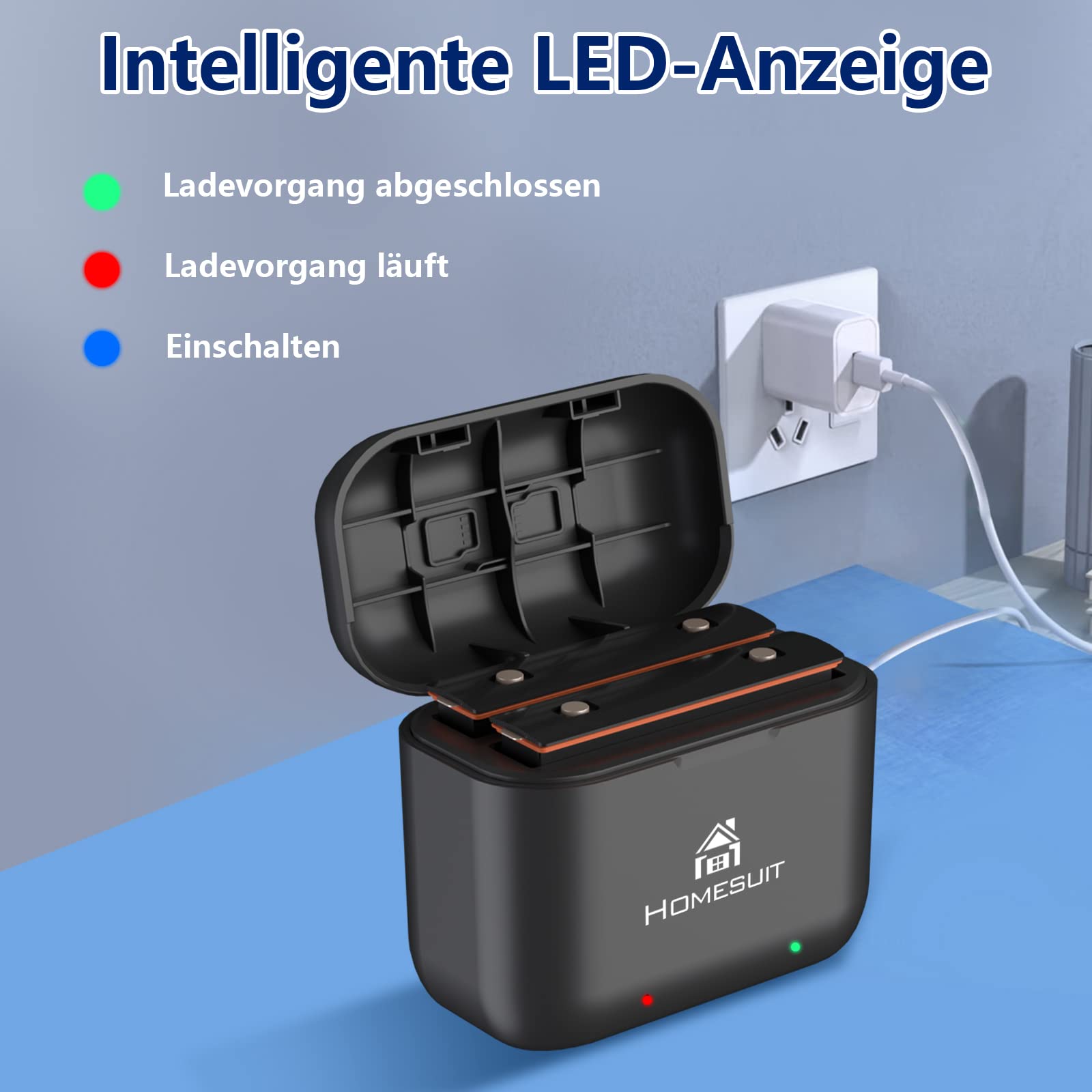 HOMESUIT Zestaw Akumulatorów 1800mAh i Ładowarka USB LED do X3 — miniatura 3