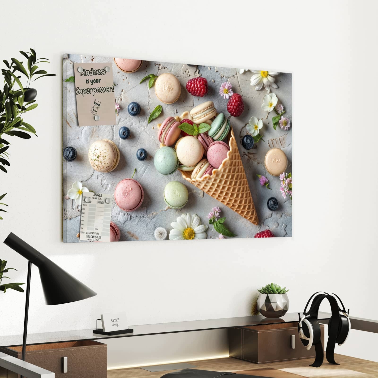 Magnetická tabule Makronky Léto 60 × 40 cm