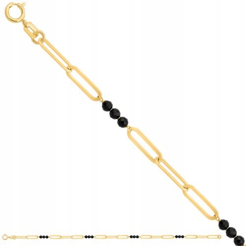 Dámský Náramek Zlatý 585 typu claps s černými kameny jako dárek