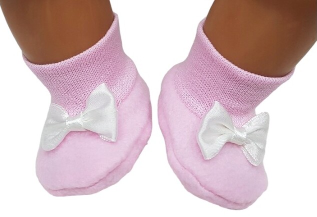 BUCIKI j. różowe z kokardą DLA LALKI 40-45 CM