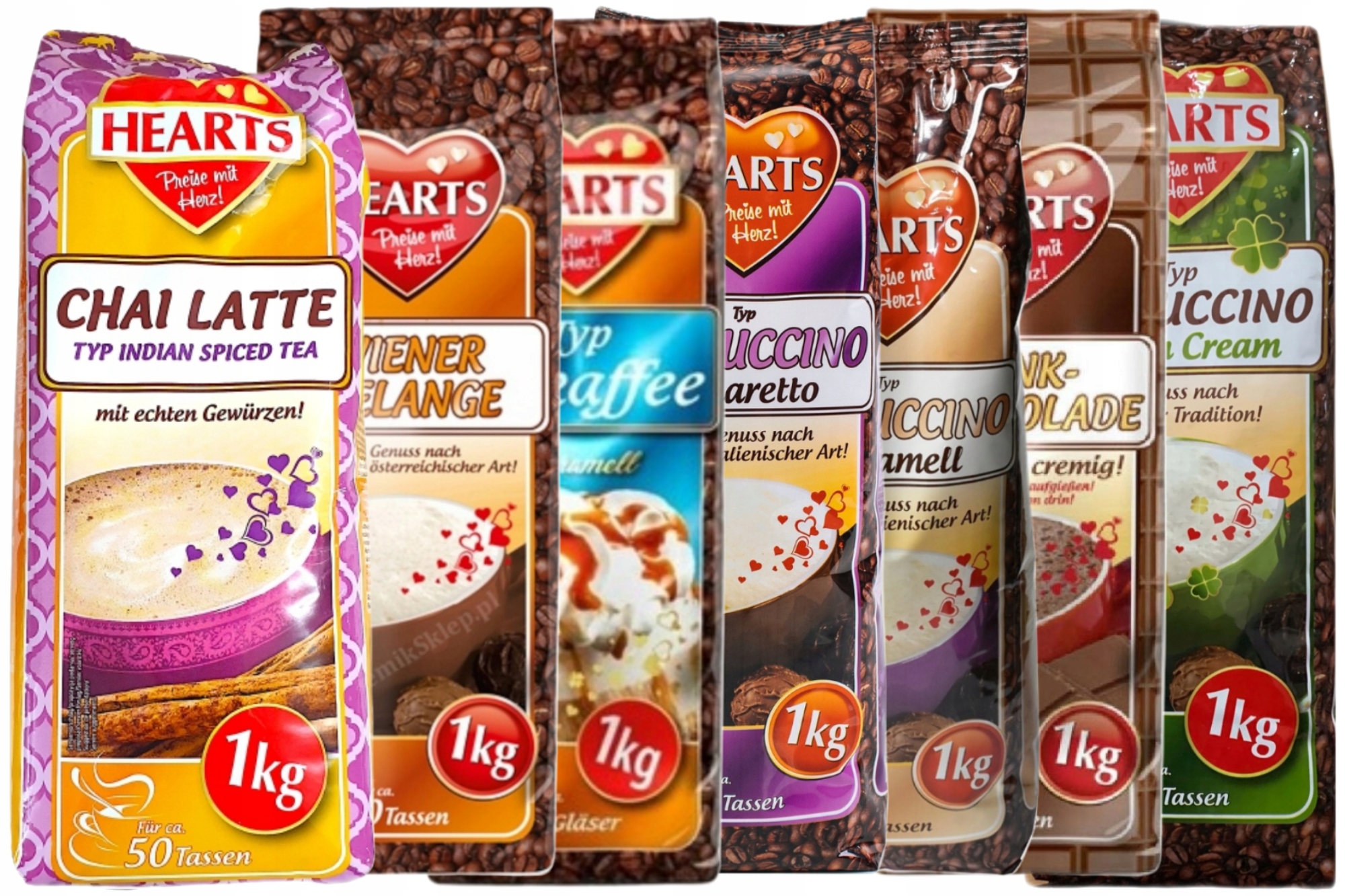 Levně Set Káva cappuccino Hearts 7 Příchutí X 1 Kg MIX Příchutí