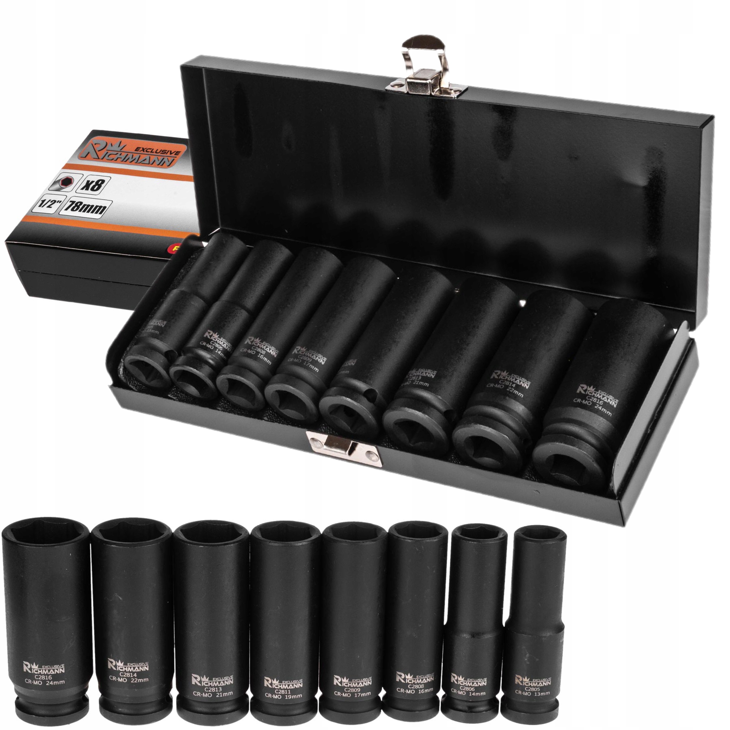 NASADKI UDAROWE ZESTAW 1/2'' DŁUGIE 13-24mm C4026