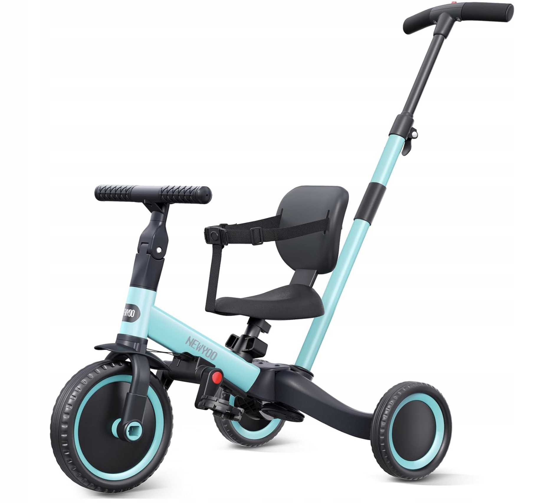 Rowerek Trójkołowy Dziecięcy 5W1 Trike Z Rączką Daszkiem Pasami