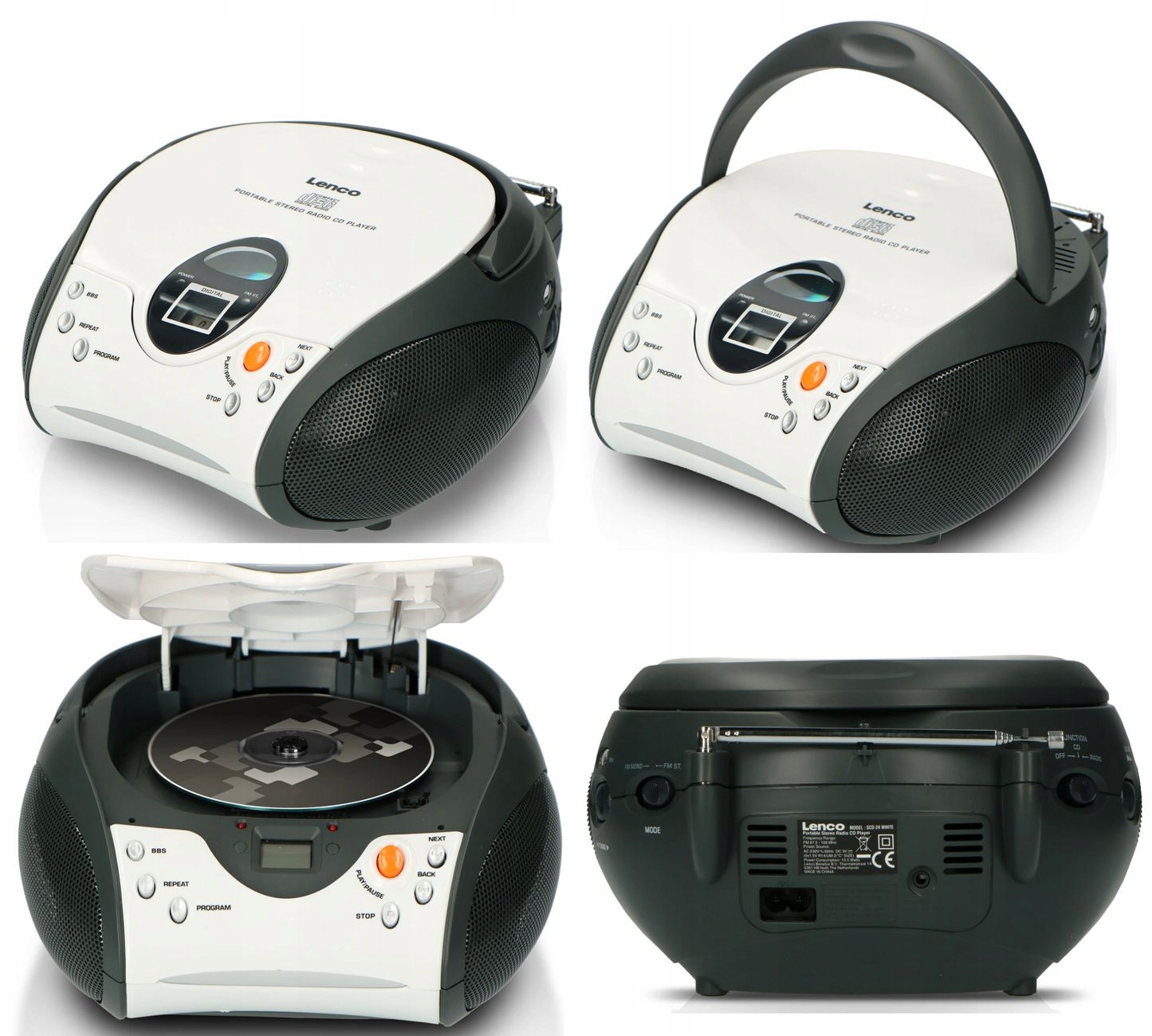 Radiopřijímač Hi-Fi Boombox Lenco SCD-24 CD Bílý