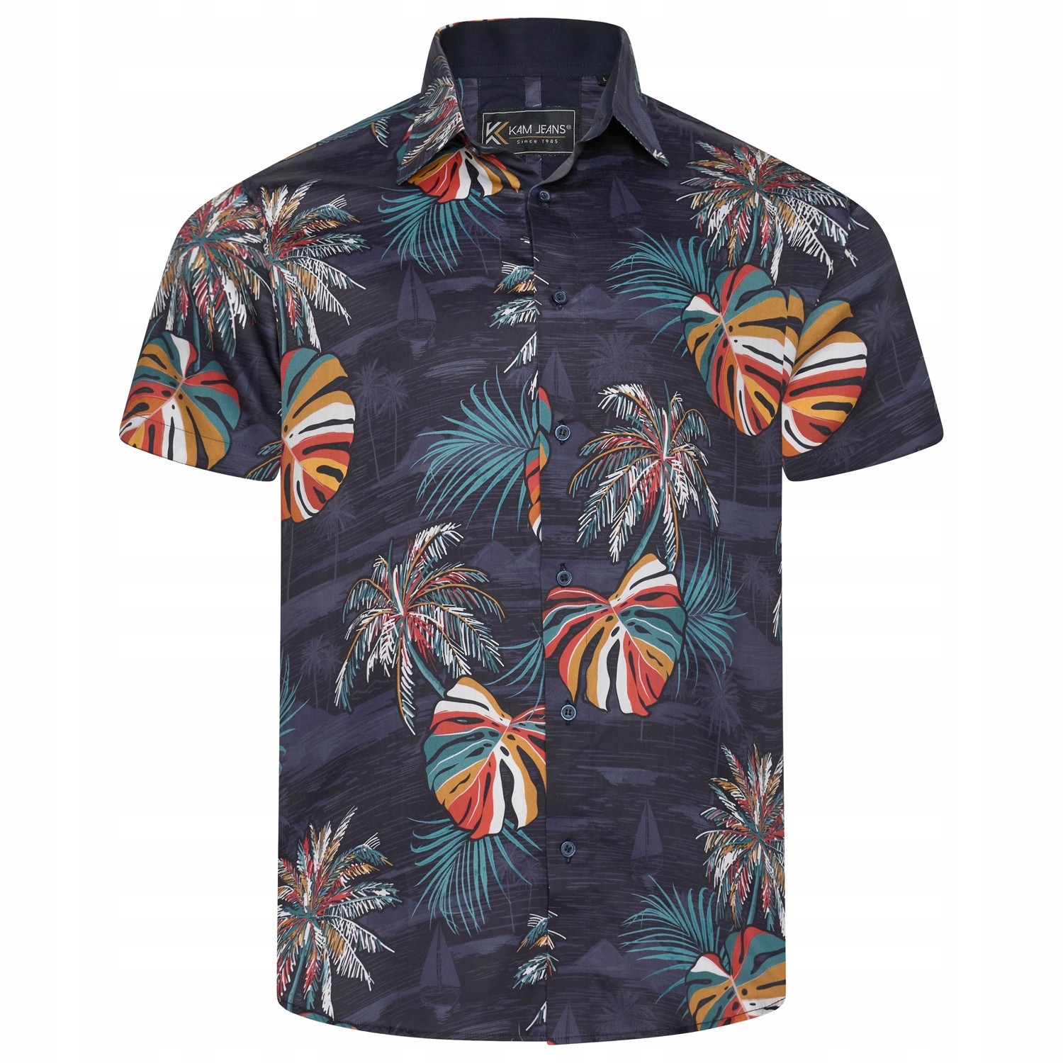 Kam košile pánská Acorn Palm Print Shirt 4XL tmavě modrá