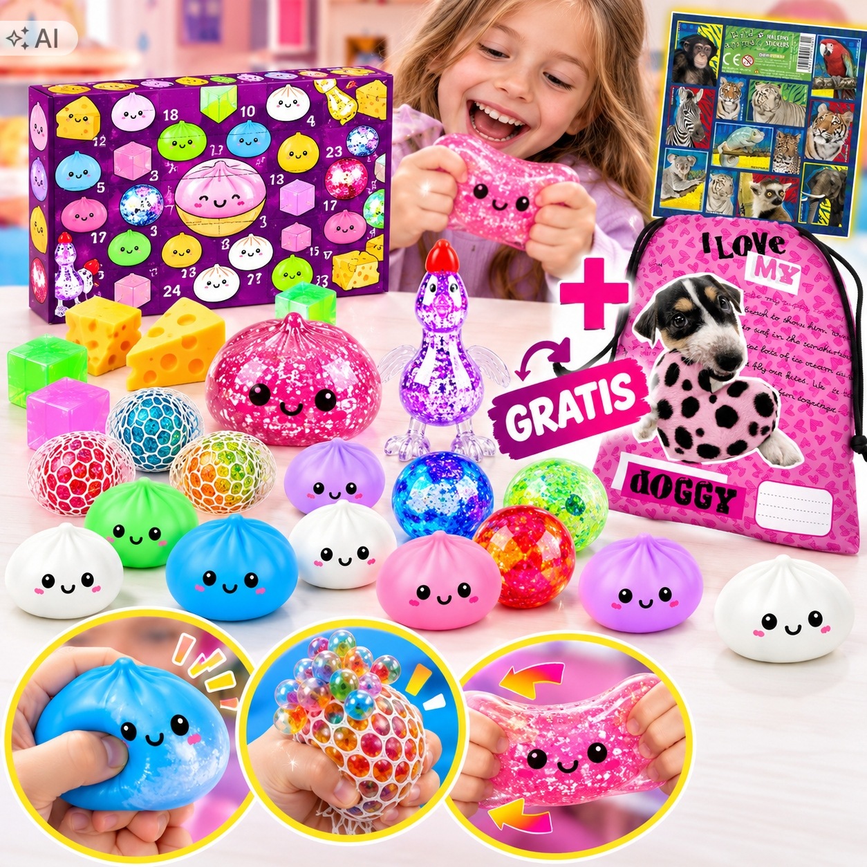 Kalendarz Adwentowy Dumpling Squishy Gniotki 24 Dni Niespodzianka