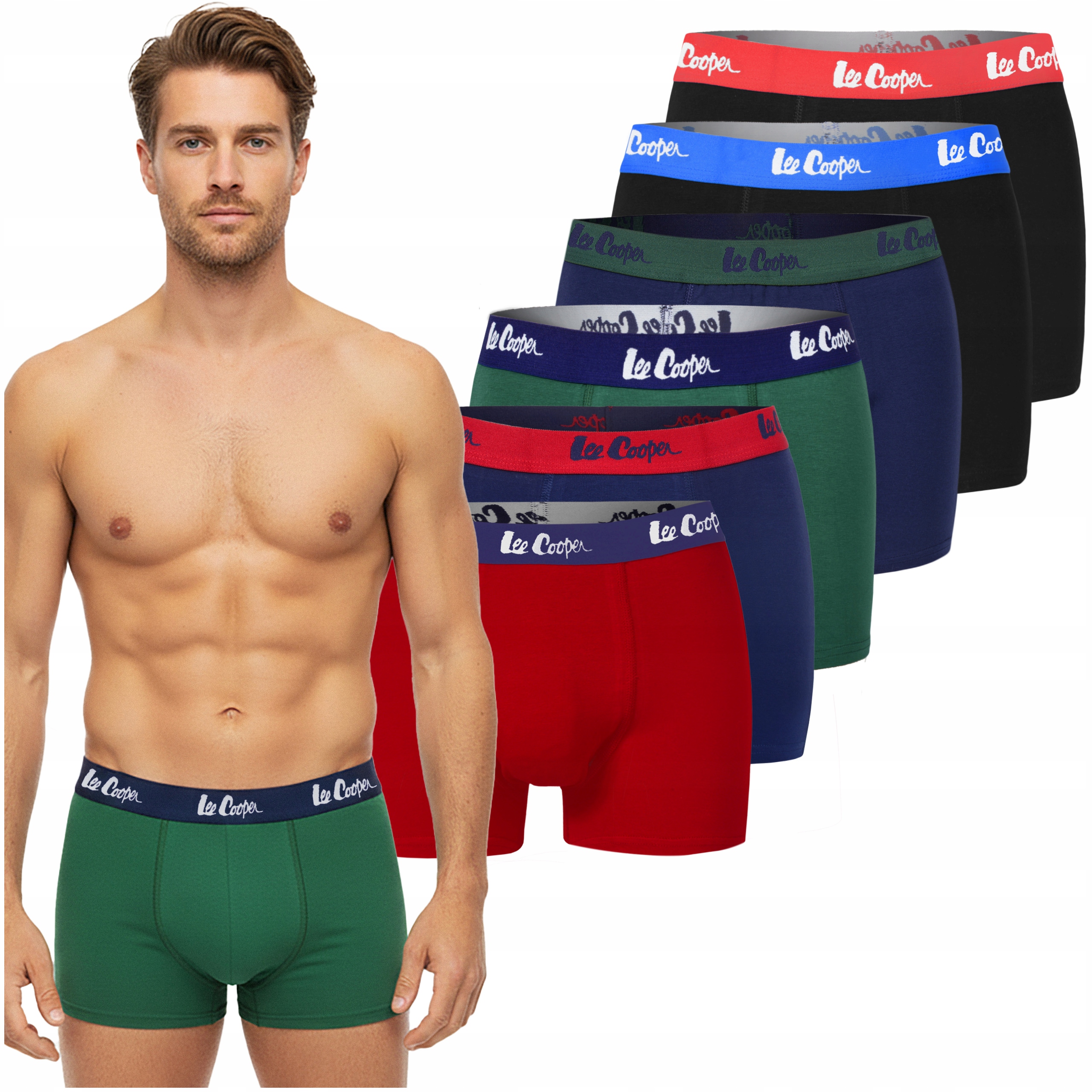 Lee Cooper Bokserki Męskie 6 sztuk Kolorowe Mix Bawełna Rozmiar XXL