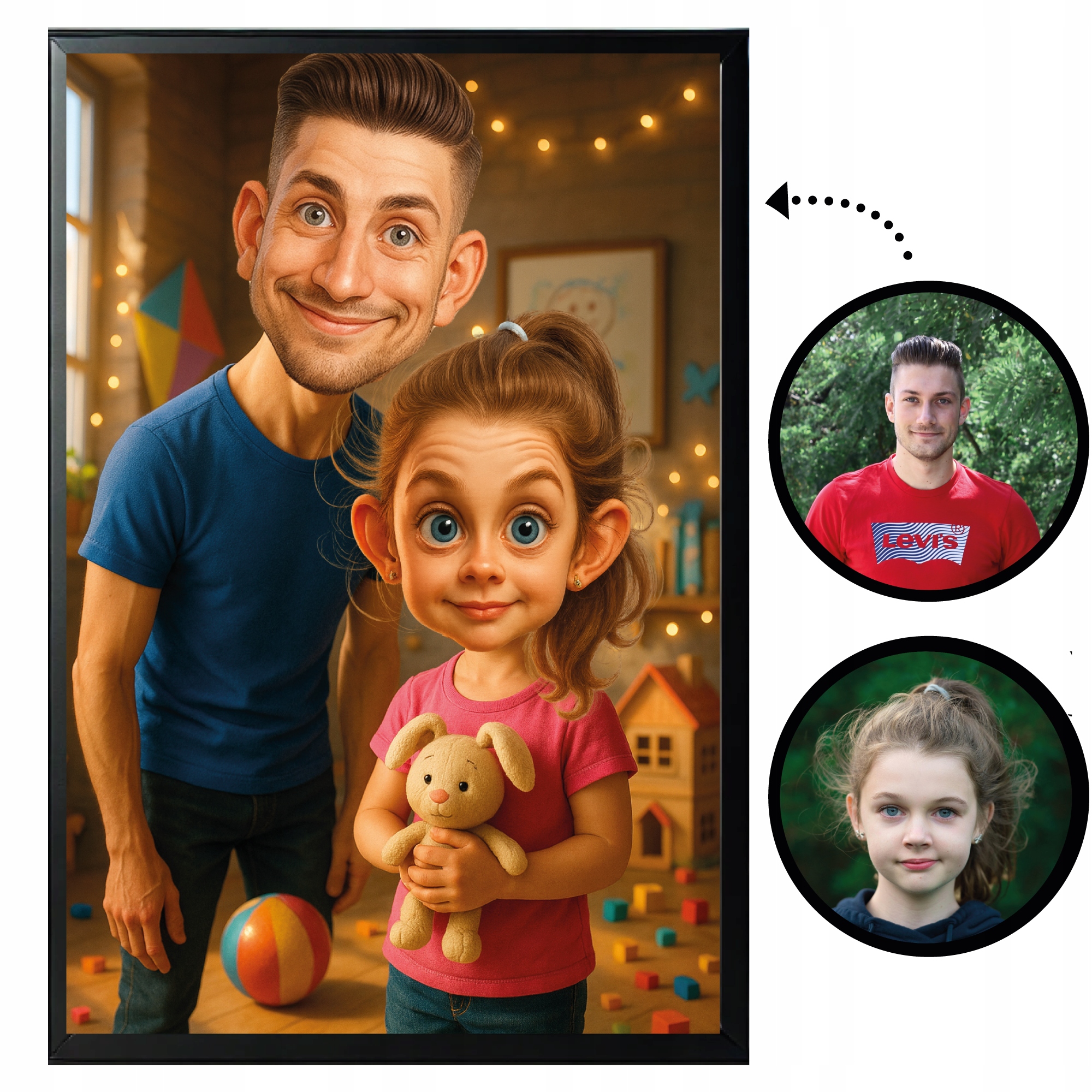 Karykatura Ze Zdjęć Tata I Córka Pamiątka Ramka Upominek