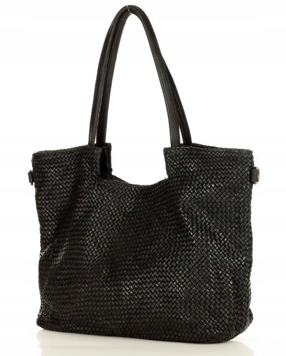 

Włoska Torebka damska skórzana trapez pleciona