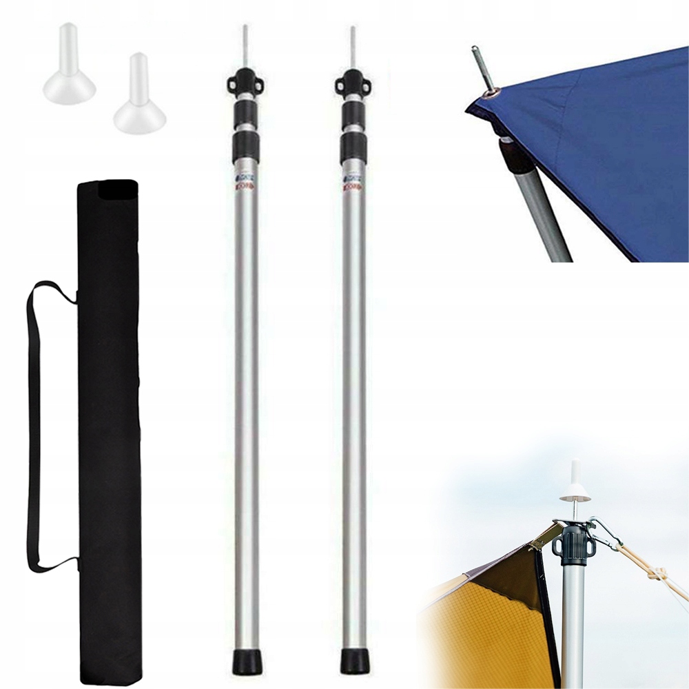 2SZT Drążki Namiotowe Teleskopowe Regulowane Aluminium 90-230 CM Zestaw