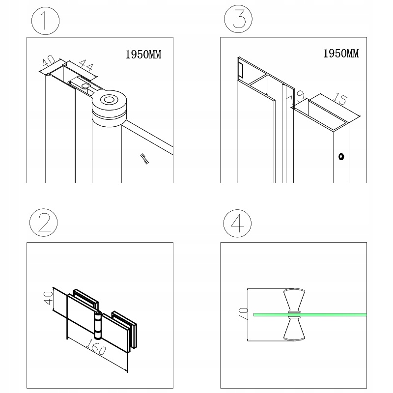 DRZWI PRYSZNICOWE SH01A CHROM 80 CM 6 MM Waga produktu z opakowaniem jednostkowym 45 kg