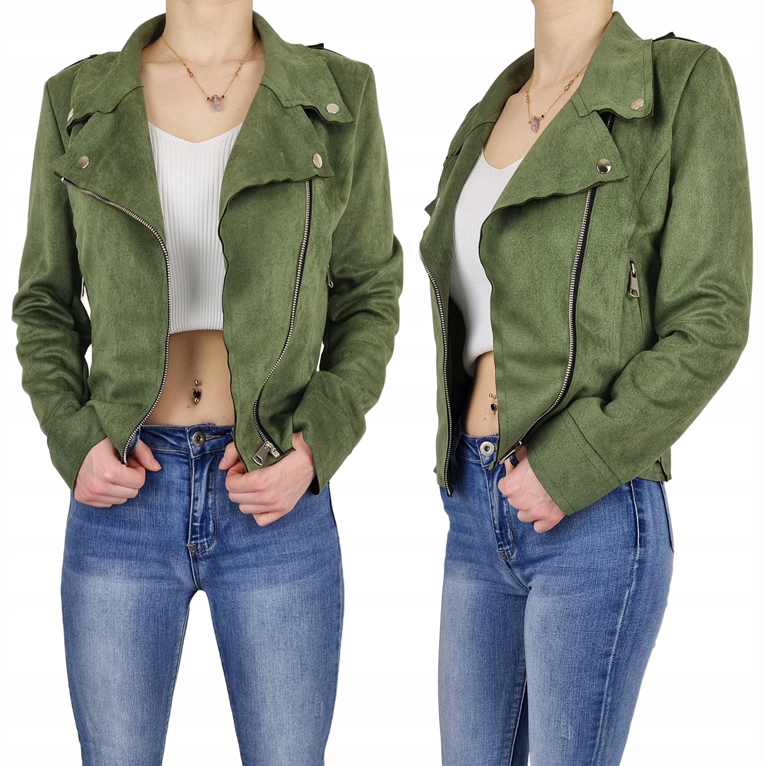 #dámská Semišová Ramoneská Bunda Zipy Zarka