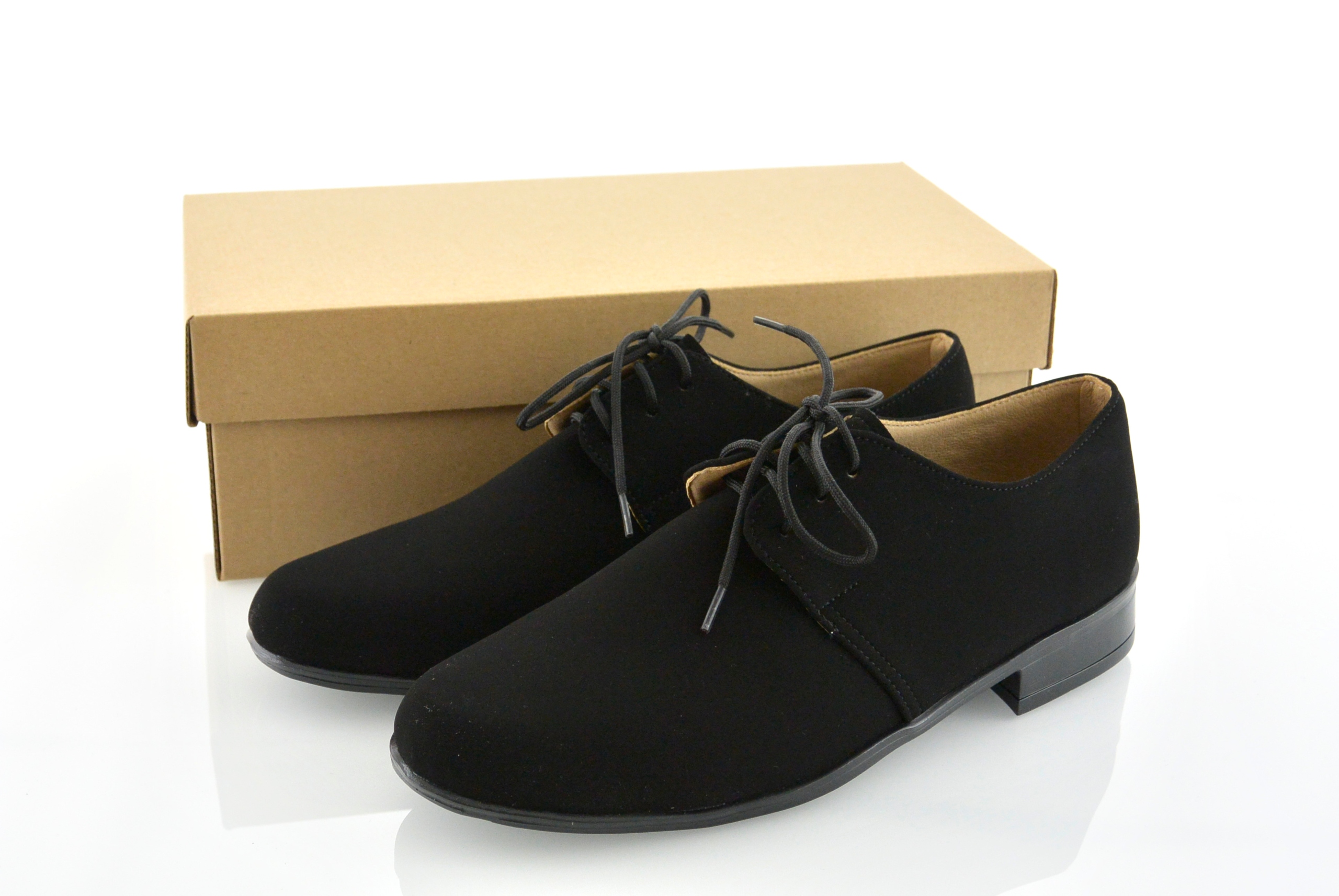 CZARNE mokasyny NUBUK półbuty wizytowe POLSKIE 36 Długość wkładki wew. 25 cm