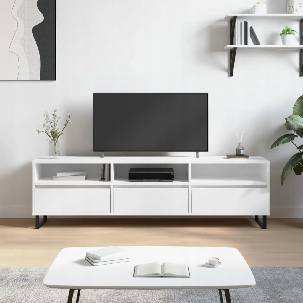 Petrashop Tv skříňka bílá 150 x 30 x 44,5 cm kompozitní dřevo Bílá 831300