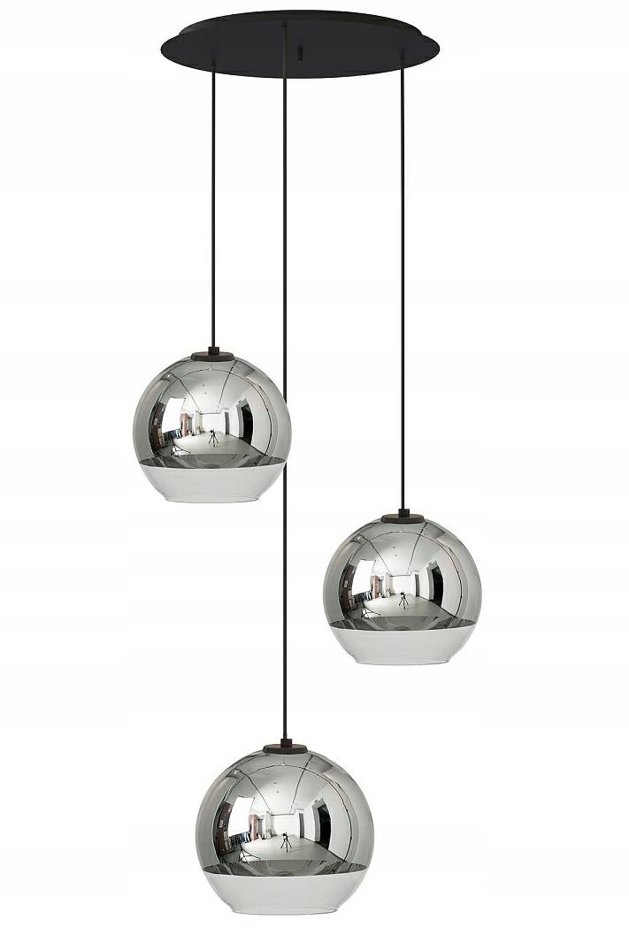 Závěsná lampa Globe Plus Černá Stříbrná Skleněné Stínidla 3xE27 50cm Stropní