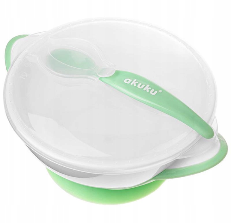 AKUKU MISECZKA Z PRZYSSAWKĄ POKRYWKA + ŁYŻECZKA