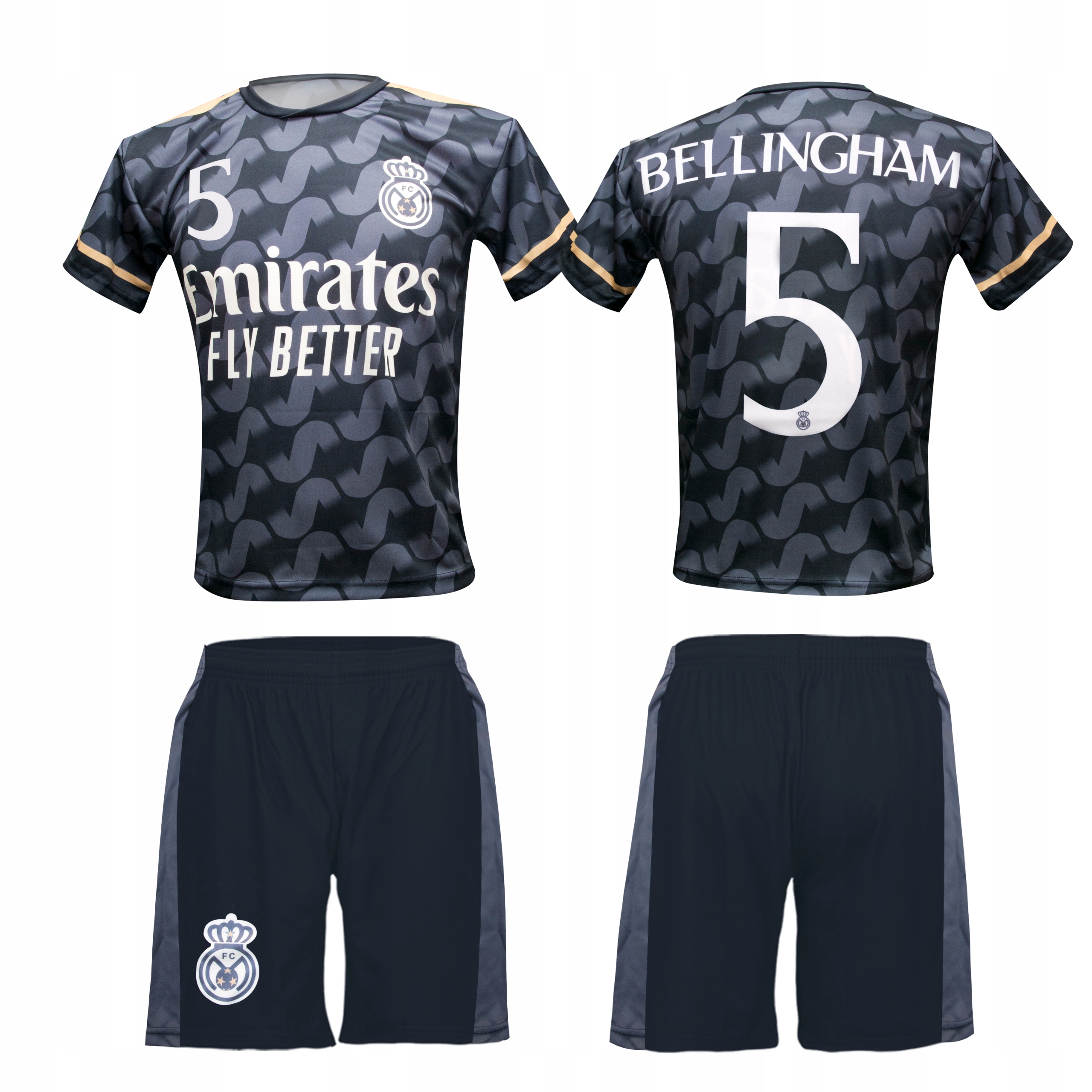 Strój Piłkarski Komplet Czarny Jude Bellingham Real Madryt r. 116cm