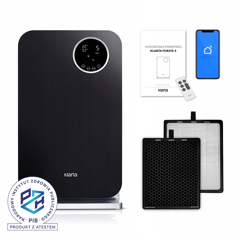 Čistička vzduchu Klarta Forste 4 Black 40 m² H13