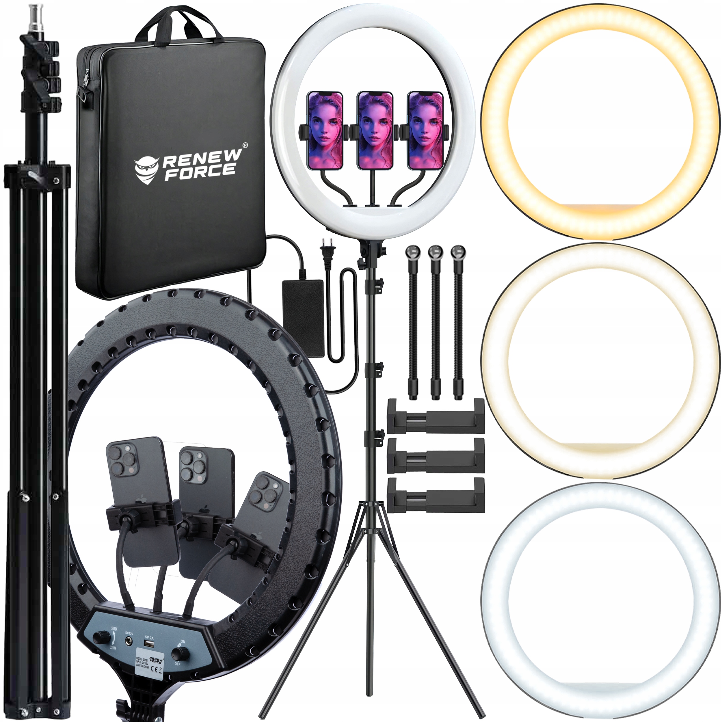 Lampa Pierścieniowa 24W do Selfie Ring 540 lumenów Led 43cm Makijażu 210cm