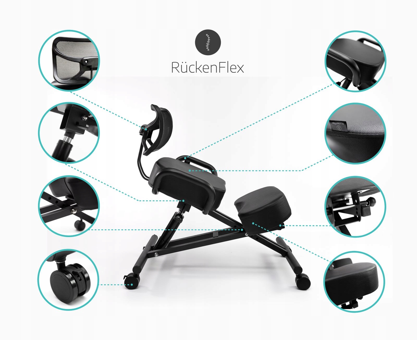 KLĘKOSIAD KRZESŁO ERGONOMICZNE FOTEL BIUROWY Klęcznik__RückenFlex Wysokość siedziska 67 cm
