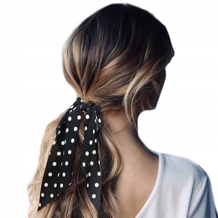 GUMKA do włosów APASZKA kropki CZARNA scrunchies Rodzaj pojedyncza gumka