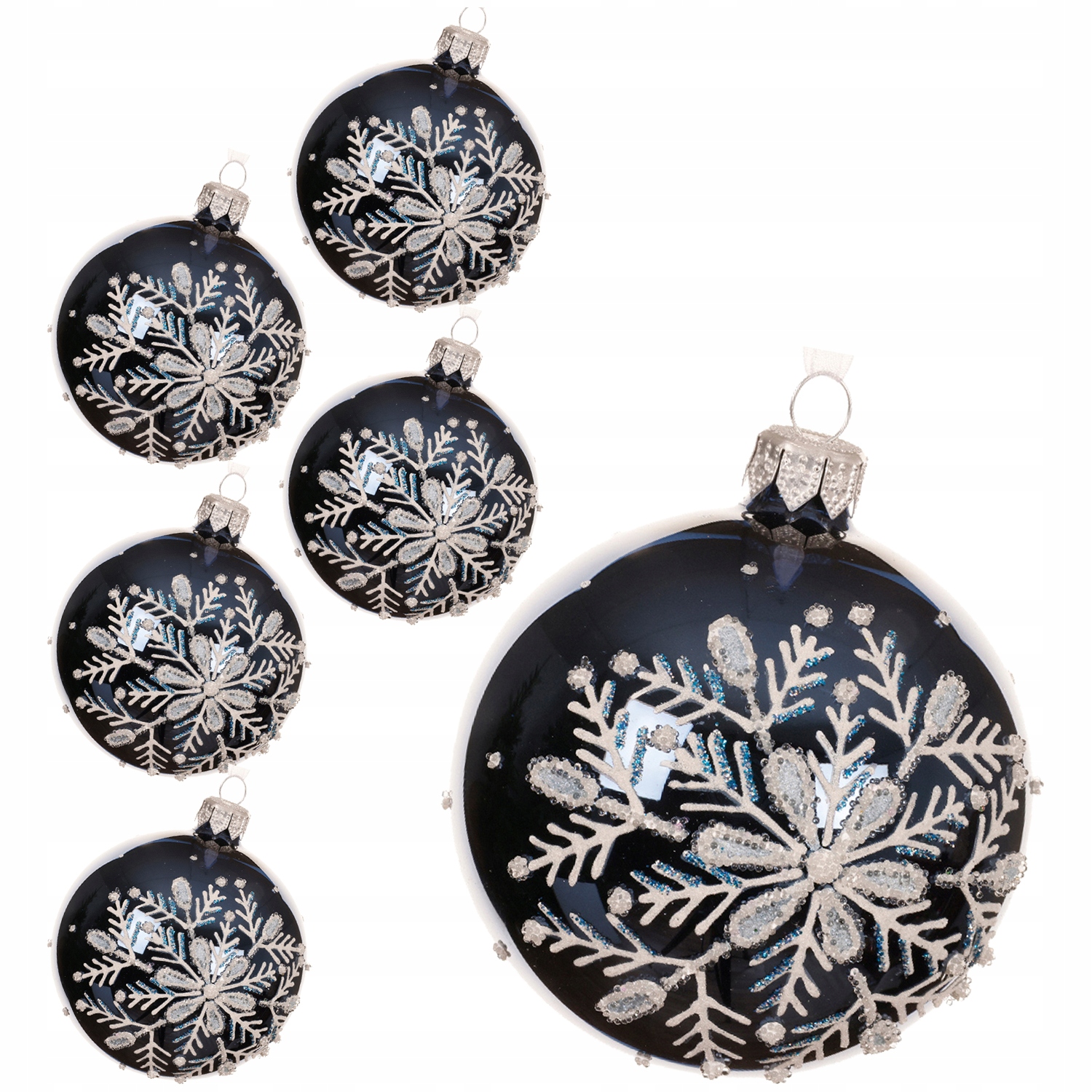 Granátové skleněné Vánoční Baňky 8 cm Lesklé ozdoby 6 ks